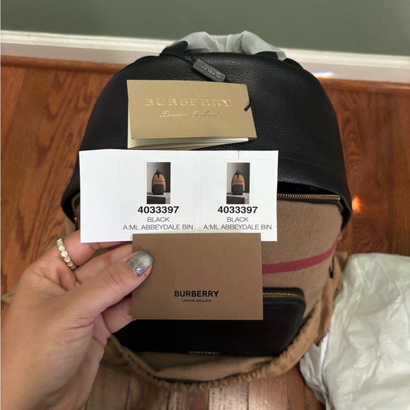 Burberry Abbeydale House Check Canvas & Leather Backpack 4033397 NWT - Picture 8 of 10